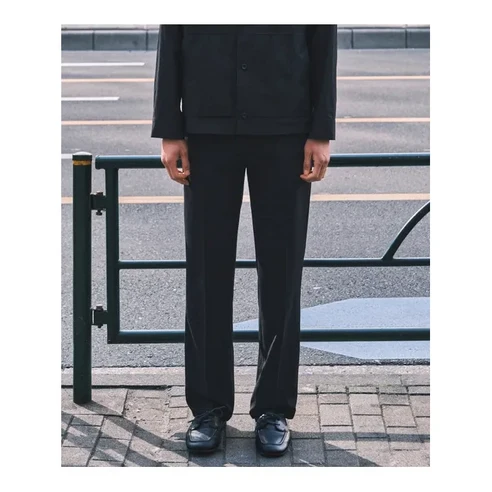 에스티코 남성 여름 편안한 라이트 웨이트 와이드 깔끔한 팬츠_블랙 (와이드핏)