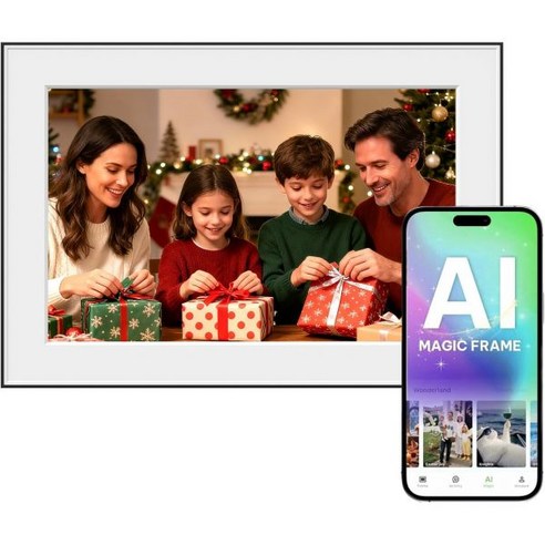 AI 매직 프레임 10.1인치 와이파이 디지털 액자 64GB 저장 용량 1920 x 1200 IPS FHD 터치스크린 모션 센서 다이내믹 포토 무제한 클라우드 공간 크리스마스, AI 매직 프레임 10.1인치 와이파이 디지털 액자 6