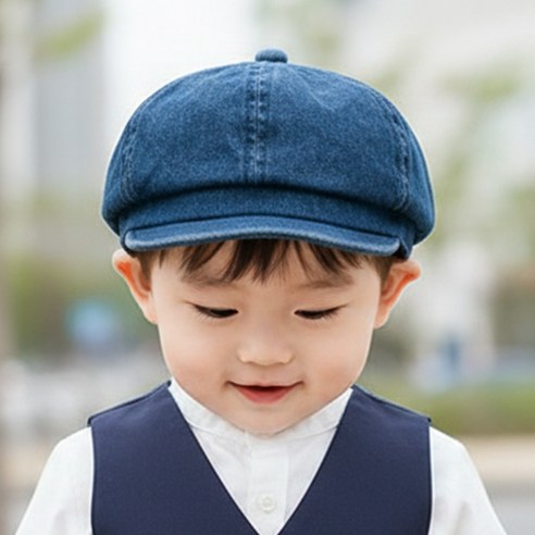 몽실이 데님 팔각 빵모자 유아동 아기모자 악세사리 외출 사진촬영
