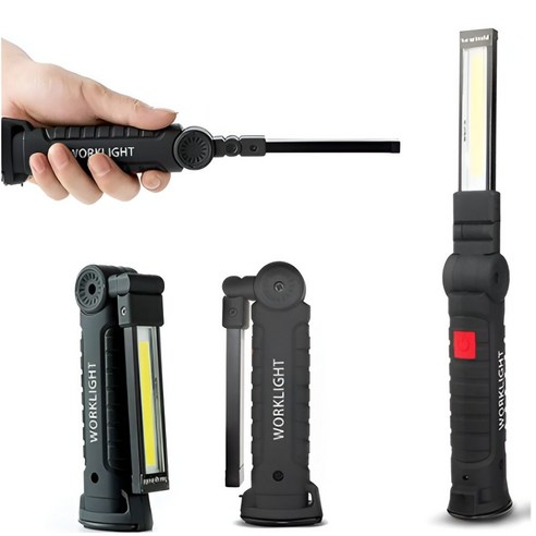 COB 칩 LED 충전식 손전등 후레쉬 캠핑 랜턴 작업등, 1개