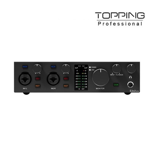 TOPPING E2x2 OTG 토핑 프로 오디오 인터페이스 오인페 홈레코딩 정품, 블랙