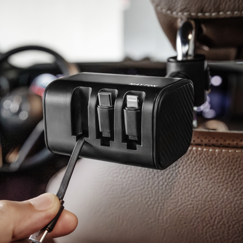 메이튼 동시 3대충전 릴타입 헤드레스트 트리플릴 차량용 고속충전기