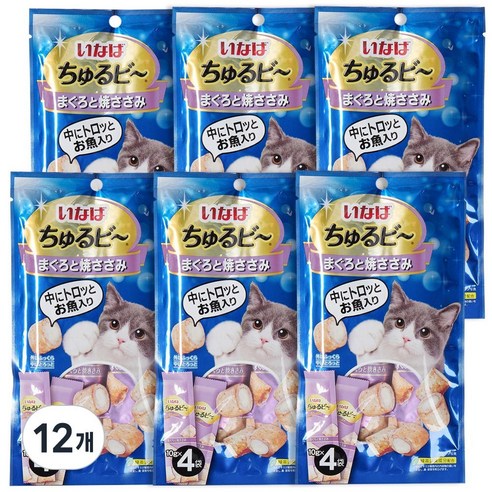 이나바 챠오 츄르비 4개입, 40g, 12개, (QSC-272)참치&구운 닭가슴살