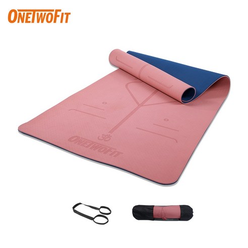 OneTwoFit 원투핏 프리미엄 체위선 두꺼운 요가매트 3컬러 선택가능 미끄럼방지 홈트 초보자용 TPE 롤링 다용도, 핑크, 1개