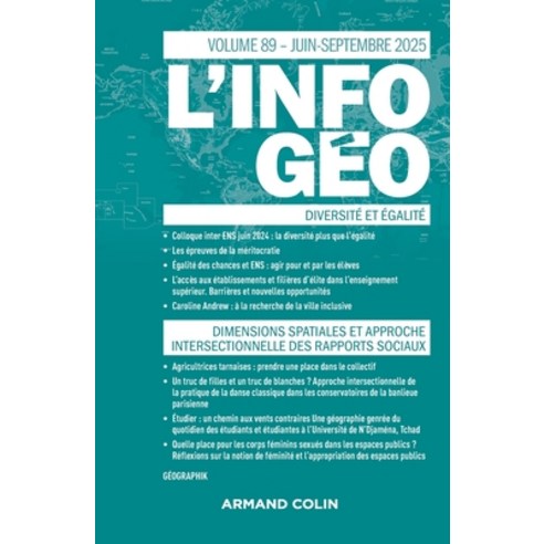 (영문도서)L'information géographique - n°2-3/2025: Diversité et égalité/Dimension spatiale... Paperback, Armand Colin, English, 9782200936181