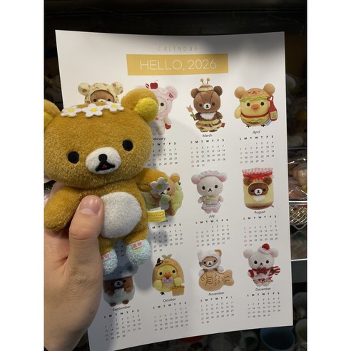 옐상 2026 캐릭터 포스터 캘린더 4종, 1개, 리락쿠마