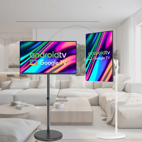 라익미 화이트에디션 스마트 TV + 삼탠바이미 이동식TV 거치대 화이트 세트, (81cm) HD 트리플 블랙 32인치, 고객직접설치, 스탠드형, (81cm) HD 트리플 블랙 32인치
