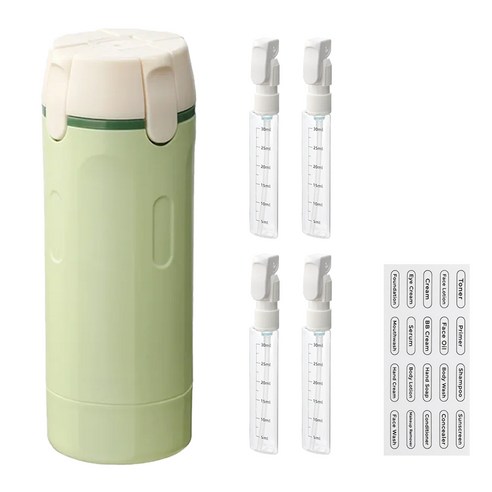 여행용 디스펜서 소분 공병 4in1 120ml, 1세트, 그린