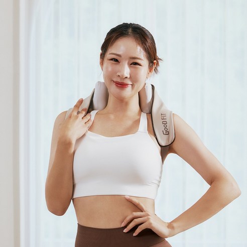 굿핏 어깨마사지기 GOOD-M5 온열 무선 핸즈프리 마사지기계 목 어깨 승모근 안마, 목어깨 마사지기(단품)