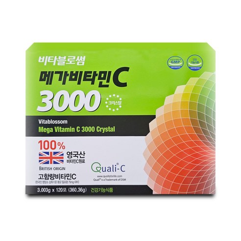 BRITISH ORIGIN 영국산 고함량 비타민C 고함량 3000 비타블로썸 메가비타민 C 크리스탈 비타민C 120포, 120회분, 1개