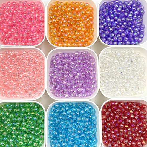 오로라 비즈 4mm 6mm 8mm 구슬 100개입 글리터 AB 비즈발 만들기 키링 만들기 재료 공예, 6mm 100개입, ALP (오로라 연보라)