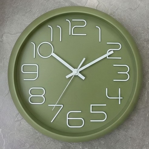 생활해랑 모던 심플 무소음 벽시계 30cm 감성 인테리어 시계, 올리브 그린