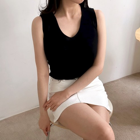 글라모라 여성 브이넥 니트 나시 2P 이미지 2