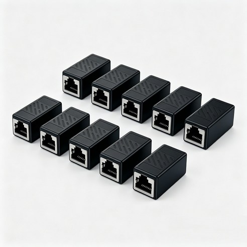 CAT6 FTP 랜연장 젠더 RJ45 키스톤 잭 커플러 1Gbps, 10개, 블랙