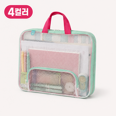 투명파일가방 A4가방 손잡이 화일가방 4가지 컬러, 1개, 민트
