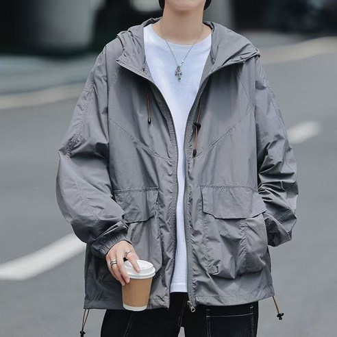 남녀공용 초경량 자외선차단 바람막이 자켓 여름용 방풍 후드 집업 커플 아웃도어 등산 캠핑 점퍼