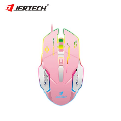 JERTECH JR810 유선 게이밍 마우스 무음 led 백라이트, 핑크