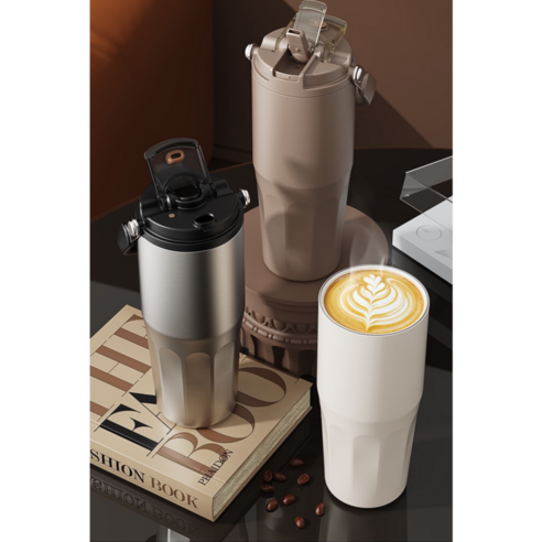 프리미엄 316 스테인리스 손잡이 텀블러, 1개, 800ml, 화이트