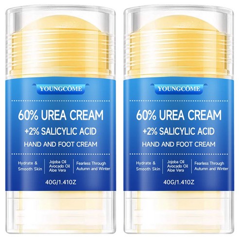 영컴 60% 우레아 2% 살리실산 핸드 풋크림 발꿈치 각질 고보습 스틱, 40g, 1개, 2개입