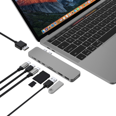 하이퍼드라이브 8in2 USB-C 멀티허브 도킹스테이션 4K HDMI MiniDP 100W PD충전 맥북/노트북 호환 (GN28D)