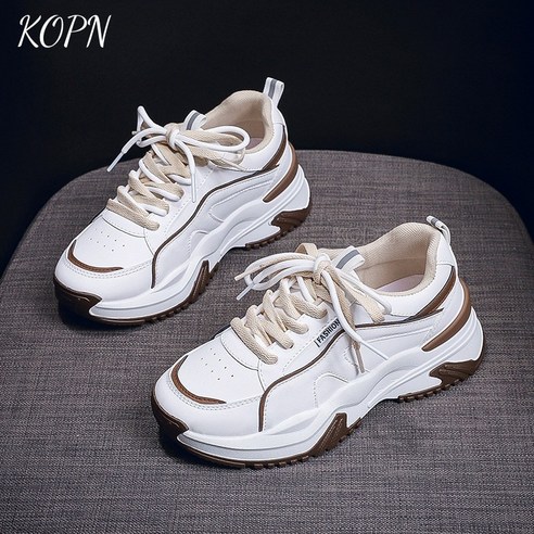 KOPN 아빠 신발 여자 봄 통기 학생 캐주얼 신발 ins 습하고 두꺼운 바닥 키높이 운동화 높은 용모치 캐주얼 신발 아버지 신발