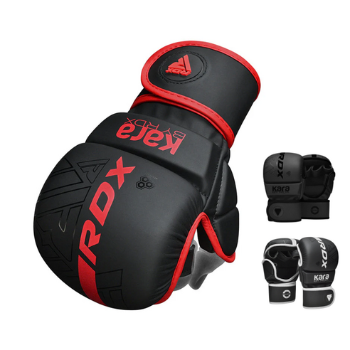 링사이드코리아 RDX 카라 MMA 오픈핑거 글러브 / 스파링 킥복싱 빵글러브, 레드/블랙, 1세트