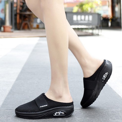 JLVJ 여성 여름 신발 메쉬 플랫 운동화 여자 슬립온 여성 슬리퍼