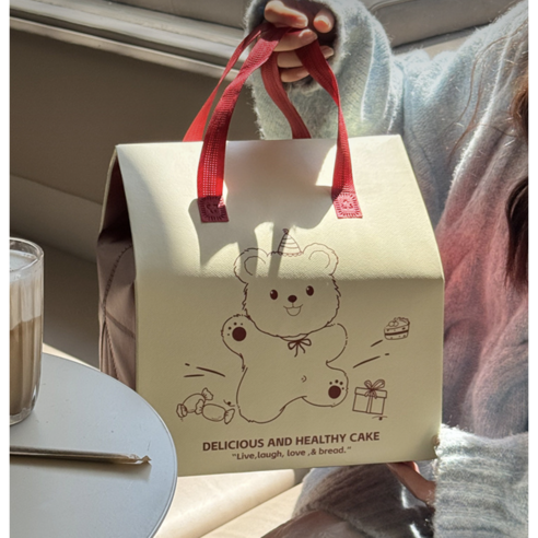 메리멜팅 케이크 보냉백 1호 2호, 5개, 아이보리