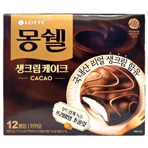 몽쉘 생크림케이크 카카오, 408g, 1개