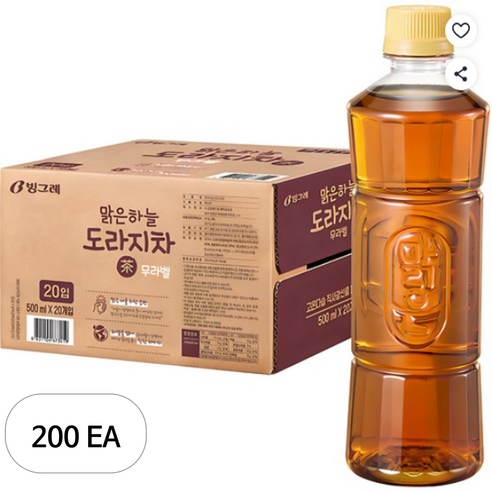 맑은하늘도라지차 무라벨 500ml × 20개