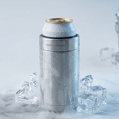 웜쿨러 스테인리스 보냉 캔맥주 캔쿨러, 1개, 실버, 500ML