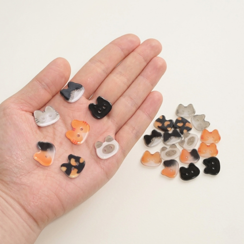 고양이 단추 17mm 7종, 21개, 혼합
