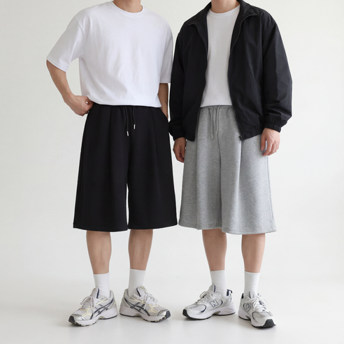 루엘릭 1+1 남자 와이드 버뮤다팬츠 핀턱 짐웨어 반바지