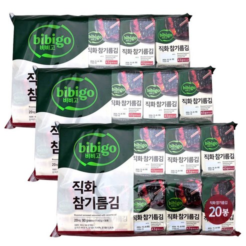 비비고 직화 참기름김, 90g, 3개