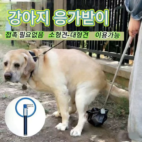 퍼플지니 반려견 배변받이 집게 휴대용 비접촉 수거스틱 1개 봉투30개, 블루
