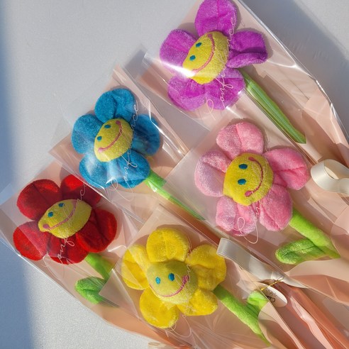 스마일 인형 꽃다발 5P 세트 단체 어린이집 유치원 선물 졸업 입학 행사 소품, 1개, 5P 한 구성