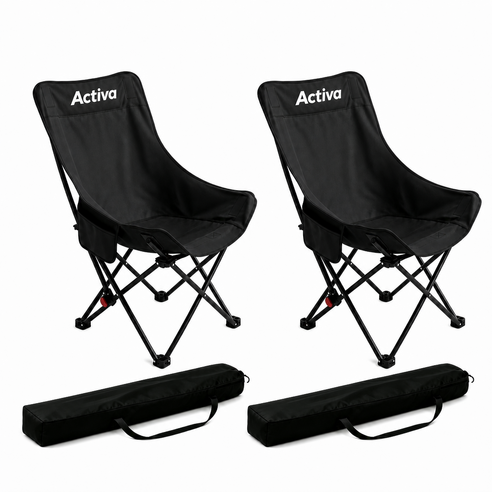 Activa 각도조절 캠핑의자 휴대용 릴렉스 체어 1+1, 2개, 기본 디자인-블랙