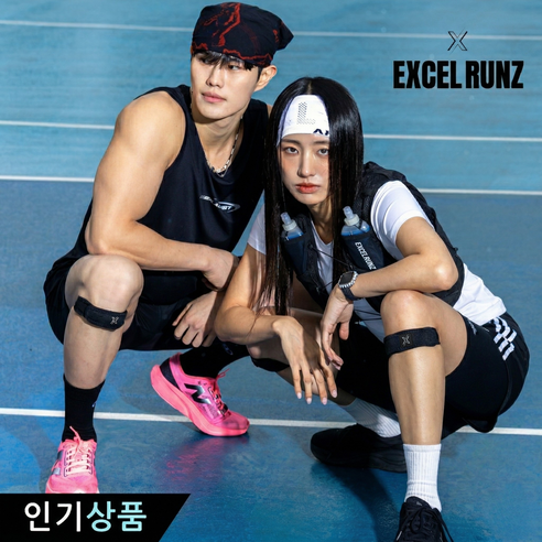 EXCELRUNZ 무릎보호대 슬개골 러닝 EXC-25, BLACK(블랙), 2개