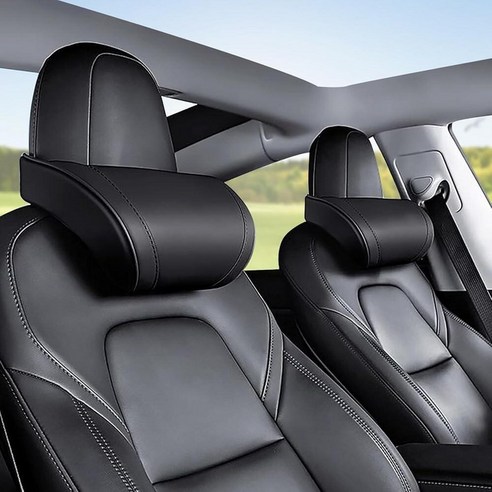 테슬라 모델 Y/3/S/X/사이버트럭 시트 목 지지 머리 받침대 부드러움 자동차 베개 지지 메모리 폼 편안한 인체 공학적 디자인 (블랙 1팩)