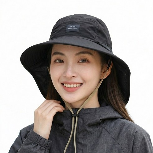 마운트 등산모자 남녀공용 자외선차단 벙거지 버킷햇, 블랙