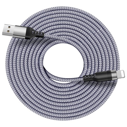 크롬 USB-A to 8핀 슈퍼 롱 케이블 충전 데이터 케이블, 1개, 그레이, 8m