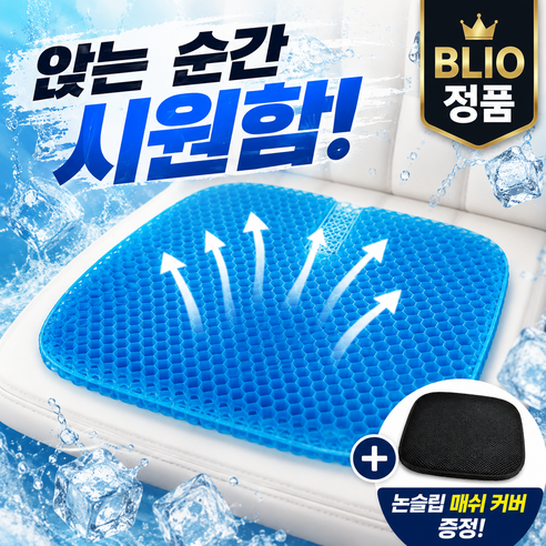 블리오 시원한 아이스 젤링 쿨 방석 벌집방석 3세대, 매쉬 커버 블랙
