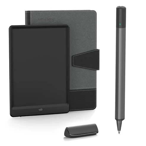 NEWYES SyncPen 4 스마트 펜 디지털 노트북 동기화 지울 수 있는 젤 블루투스 무선 OCR 포함, 01 Gray with Notepad