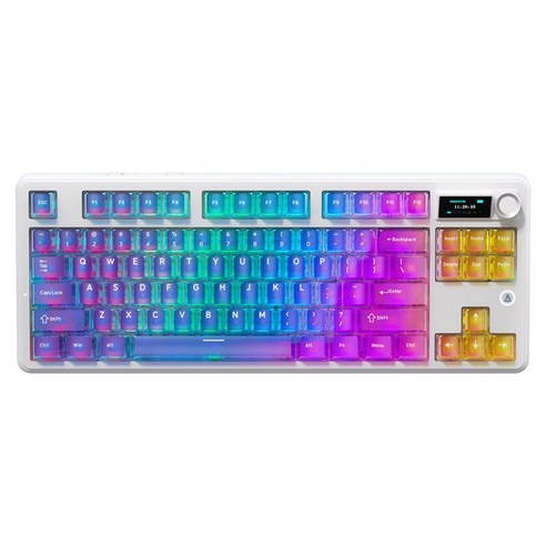 에이재즈 MK87 프로 오리지널 3모드 기계식 스크린 키보드, 클리어 블루 + 퍼플 + 핑크 + 오렌지, 리치축, 제조사축