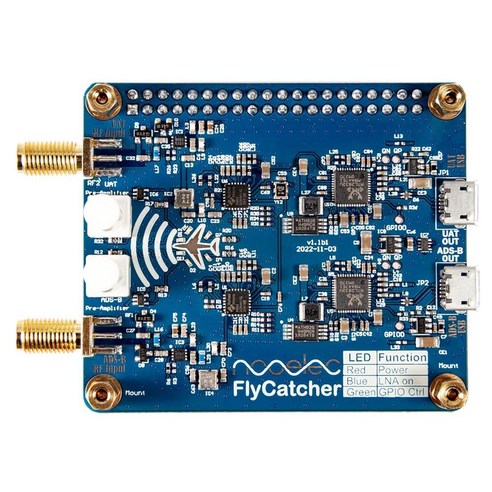 Nooelec Flycatcher 비행 추적 항공 모니터링을 고 듀얼 채널 RTLSDR 라즈베리 파이 모자. ADSB 1090MHz UAT 978MHz 소프트웨어 정의 라디오, Nooelec Flycatcher 비행 추적 항공 모니