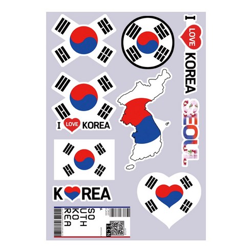 레보샵 대한민국 태극기스티커 캐리어 노트북꾸미기 리무버블 PVC방수, 1개, 유광) A타입