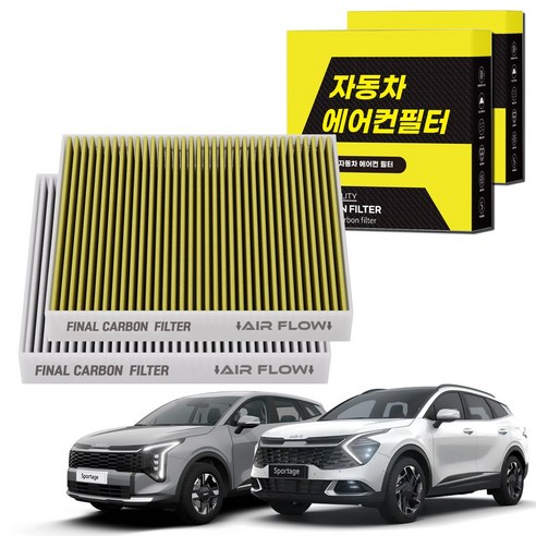 1+1 자동차 에어컨필터 그린 활성탄 냄새차단 순정형 PM, 2개, 스포티지 NQ5 (21~현재) [FCA-17]