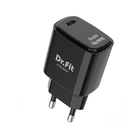 닥터핏 GaN 25W 초고속 C타입 충전기 PPS PD, 1개, 블랙