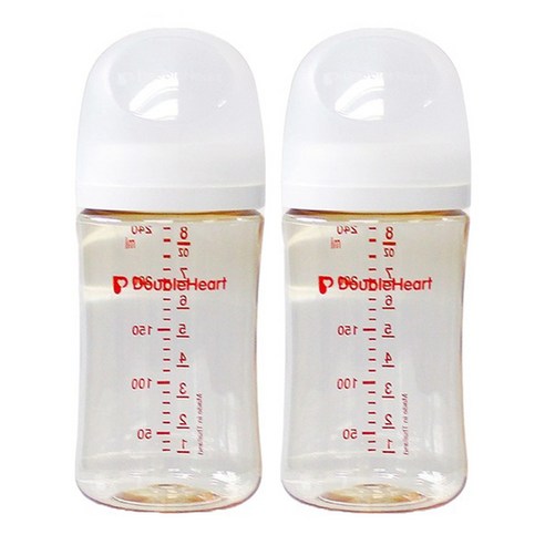 더블하트 모유실감 3세대 PPSU 베이직 젖병 트윈팩, 제뉴인화이트, 240ml, 1세트