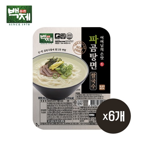 백제 파곰탕면 쌀국수, 93.5g, 6개